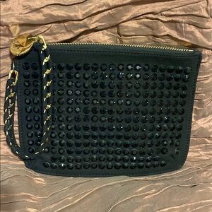Stunning Black Studded Neiman Marcus Clutch Wristlet